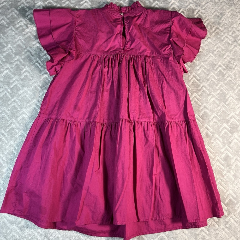 Anthropologie Maeve Ophelia Babydoll Tiered High Neck Ruffle Tunic Top Pink S - Picture 5 of 6